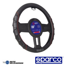 FUNDA DE TIMON SPARCO NEGRO HILO ROJO