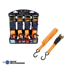 Correa de Amarre con Ratchet 5 Metros 4 Unidades – Cinta de Sujeción Reforzada para Carga, Auto, Moto, Camión, Mudanza